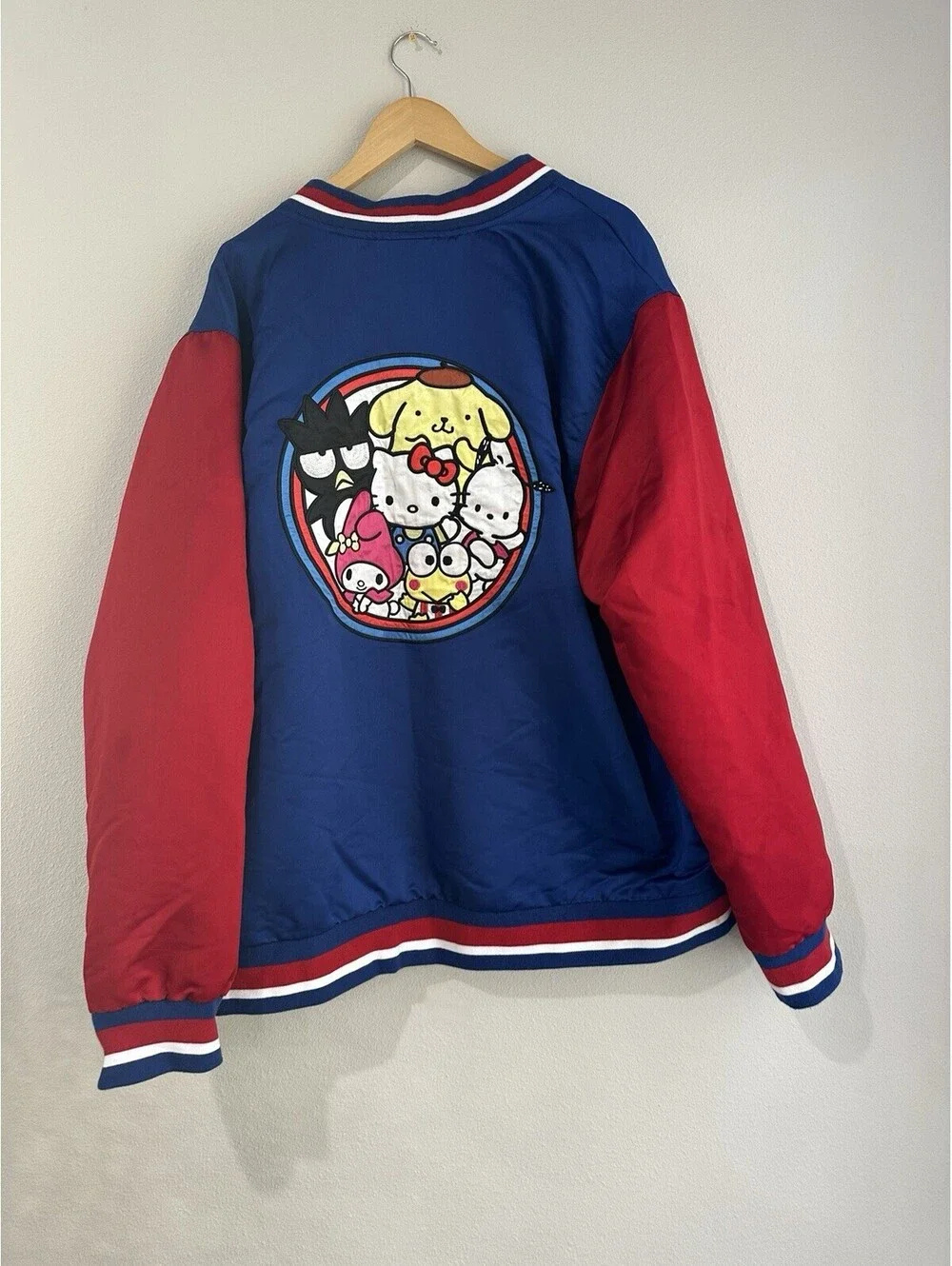 Official Hello Kitty And friends Blue And Red Bomber Adult Jacket Size 3X